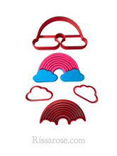 Load image into Gallery viewer, rainbow fondant cutter kit rainbow cookie cake cloud 7 colours
