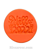 Load image into Gallery viewer, happy new year 2022 cookie fondant stamps embosse wine glass chin chin 2022 fireworks celebrition hello 2022 chin chin
