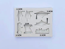 Load image into Gallery viewer, graduation hat silicone mould diploma scroll matching cutter
