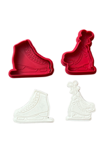 Load image into Gallery viewer, Ice skating shoes cookie cutter debosser teen birthday 2 tone
