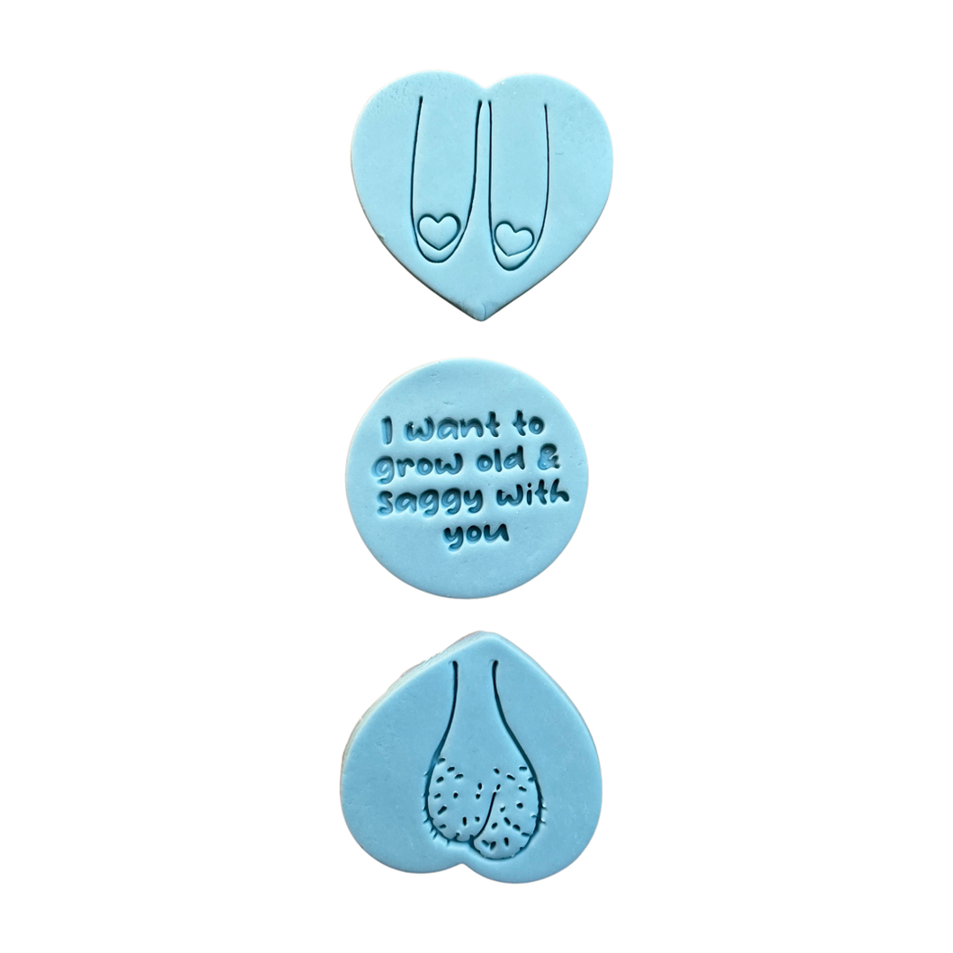 Funny Valentine's Cookie Stamp grow old saggy breasts tisticles naughty