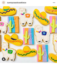 Load image into Gallery viewer, mexican theme cookie cutter stamp - llama, guitar, sombrero, lime
