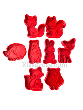 Load image into Gallery viewer, Woodland theme animals cookie cutter Rabbit bear fox raccoon owl squirrel hedgehog
