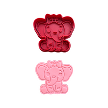 Load image into Gallery viewer, Baby elephant cookie cutter boy girl bow tie
