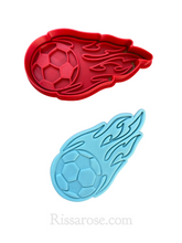 Load image into Gallery viewer, football soccer cookie cutter stamp world cup shoes jersey goal love football on fire
