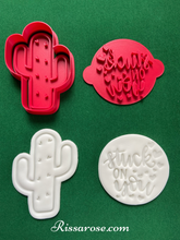Load image into Gallery viewer, valentine&#39;s cookie cutter stuck on you cactus cookie cutter fondant embosser cake decoration stuck on you and cactus
