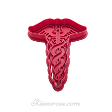 Load image into Gallery viewer, medical symbol caduceus cookie cutter stamp cake topper
