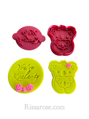 mother's day cookie cutter and stamp set  - koala koala-ty mum baby cuddle