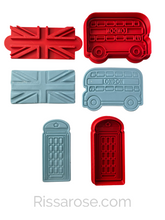 Load image into Gallery viewer, UK theme cookie cutter paddington bear Flag Big Ben Crown London Bus
