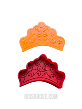 Load image into Gallery viewer, cinderella theme cookie cutter debosser tiara crown shoe pumpkin carriage raised pattern tiara
