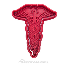 Load image into Gallery viewer, medical symbol caduceus cookie cutter stamp cake topper
