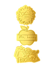 Load image into Gallery viewer, Teacher Pack 2 - Floral Cookie Cutter Stamp Apple Wreath Pencil Teacher

