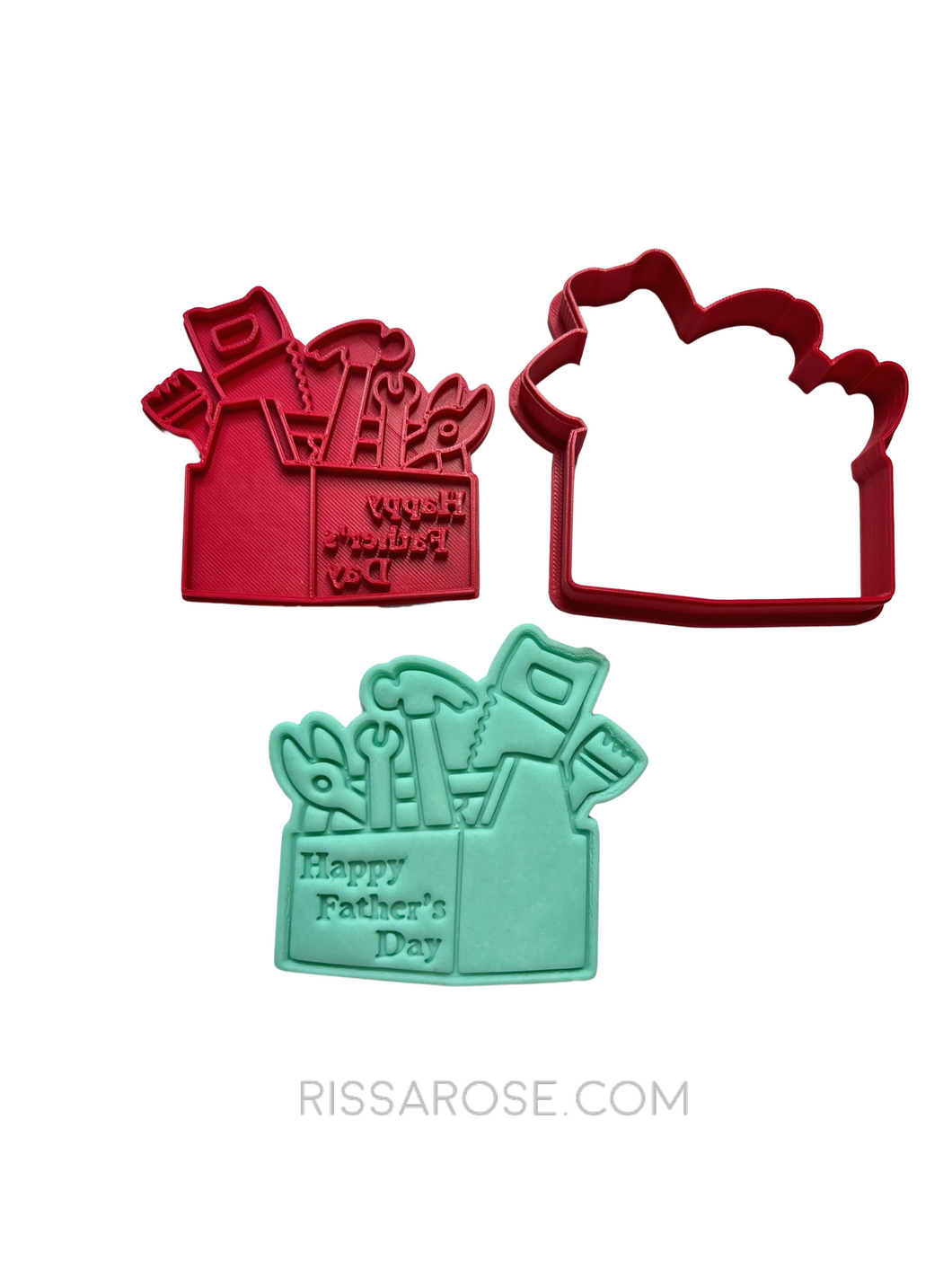 tool box cookie cutter and embosser - happy father's day with message