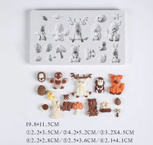 Load image into Gallery viewer, christmas animal silicone mould reindeer squirrel bear mushroom hedgehog
