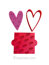 Load image into Gallery viewer, heart shape cutter xo texture stamp valentines day mother&#39;s day father&#39;s day both
