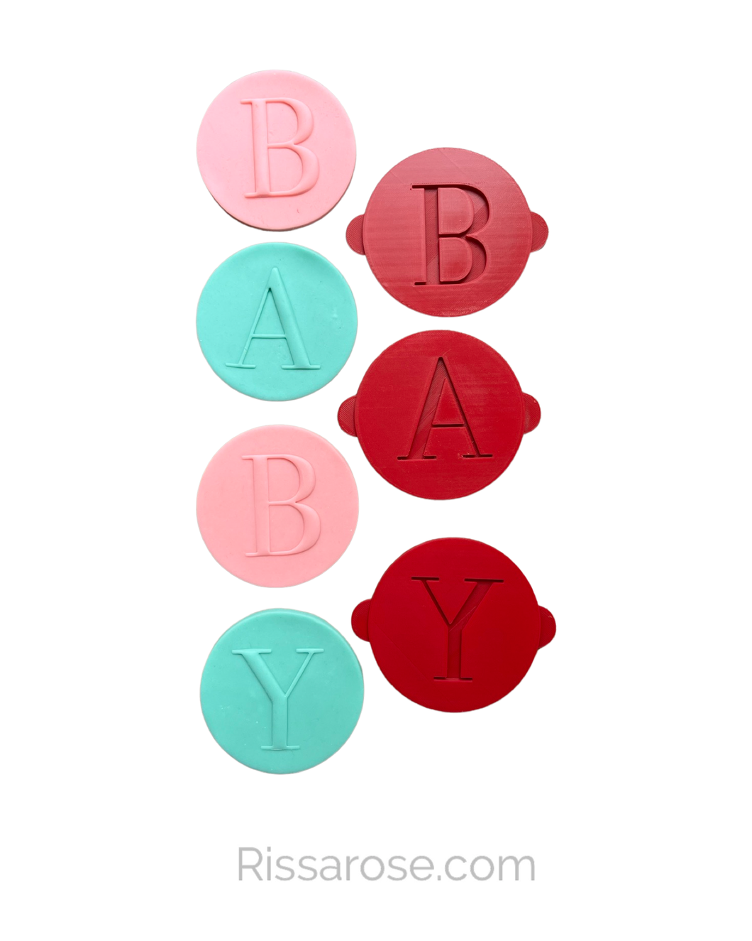 Classic Captial Alphabet Cookie Debosser Mini Cupcake Raised up letter Birthday Valentines day