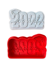 Load image into Gallery viewer, Congratulations cookie cutter Class of 2022 cookie debosser raised stamp graduation cap
