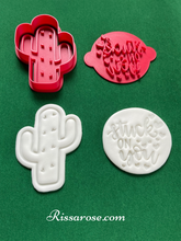Load image into Gallery viewer, valentine&#39;s cookie cutter stuck on you cactus cookie cutter fondant embosser cake decoration

