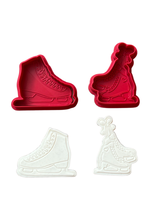 Load image into Gallery viewer, Ice skating shoes cookie cutter debosser teen birthday 2 tone
