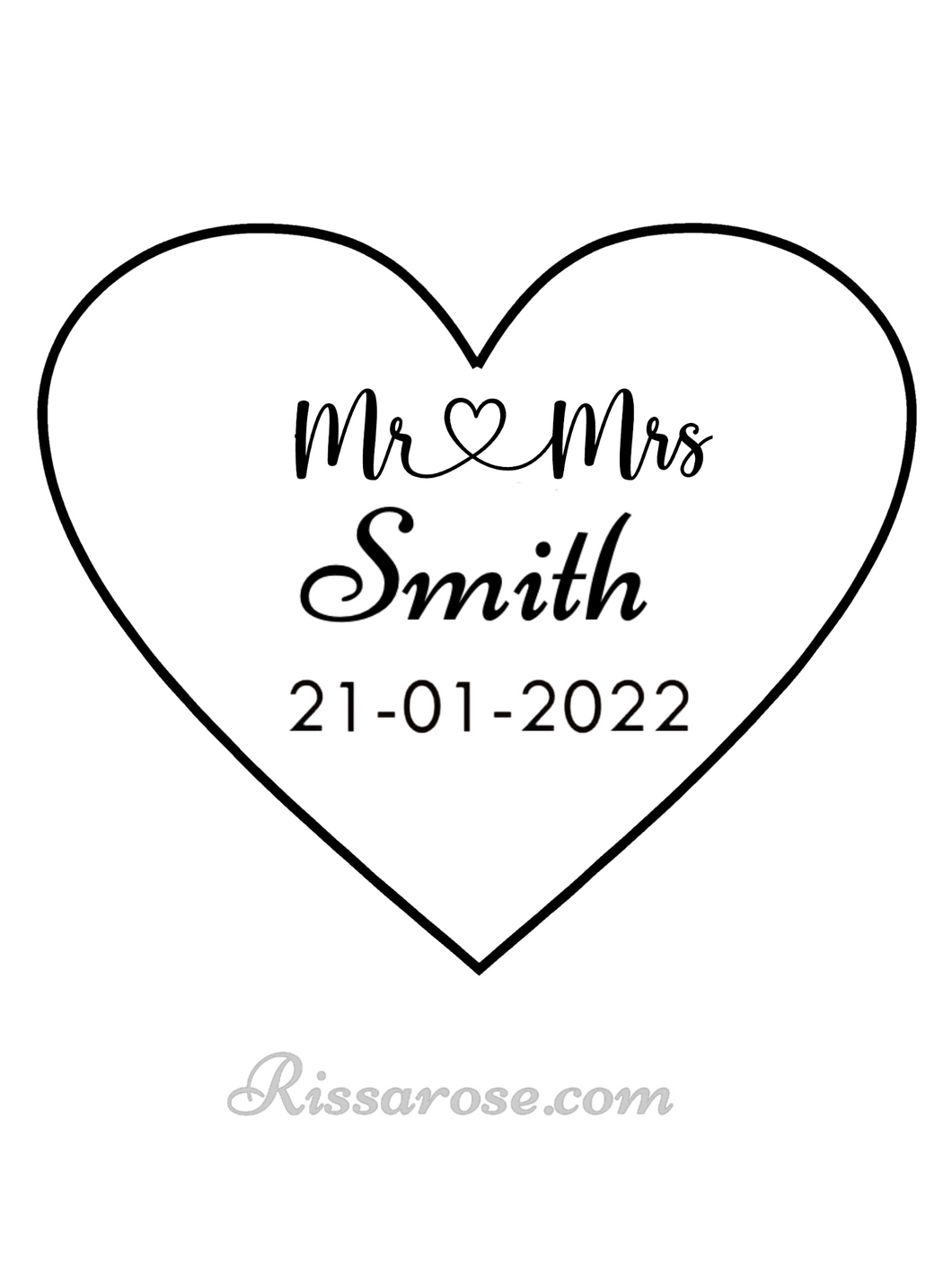 custom wedding cookie stamp - mr & mr name date custom name date