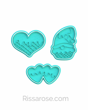 Load image into Gallery viewer, Gnome Ice cream Cookie Cutter Stamp Waffle Ice cream Heart Gnome Twin Hearts Valentine Day
