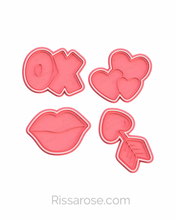 Load image into Gallery viewer, Love elements Cookie Cutter Stamp Kiss Hearts Lips Arrow

