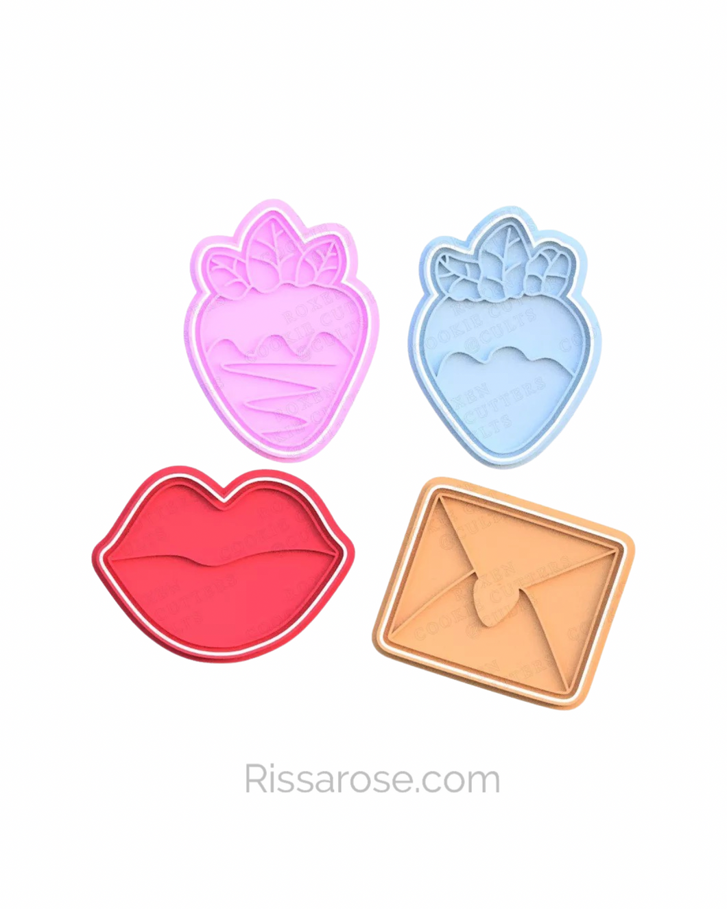 Hearts Day Element Cookie Cutter Stamp Strawberry Kiss Love Letter