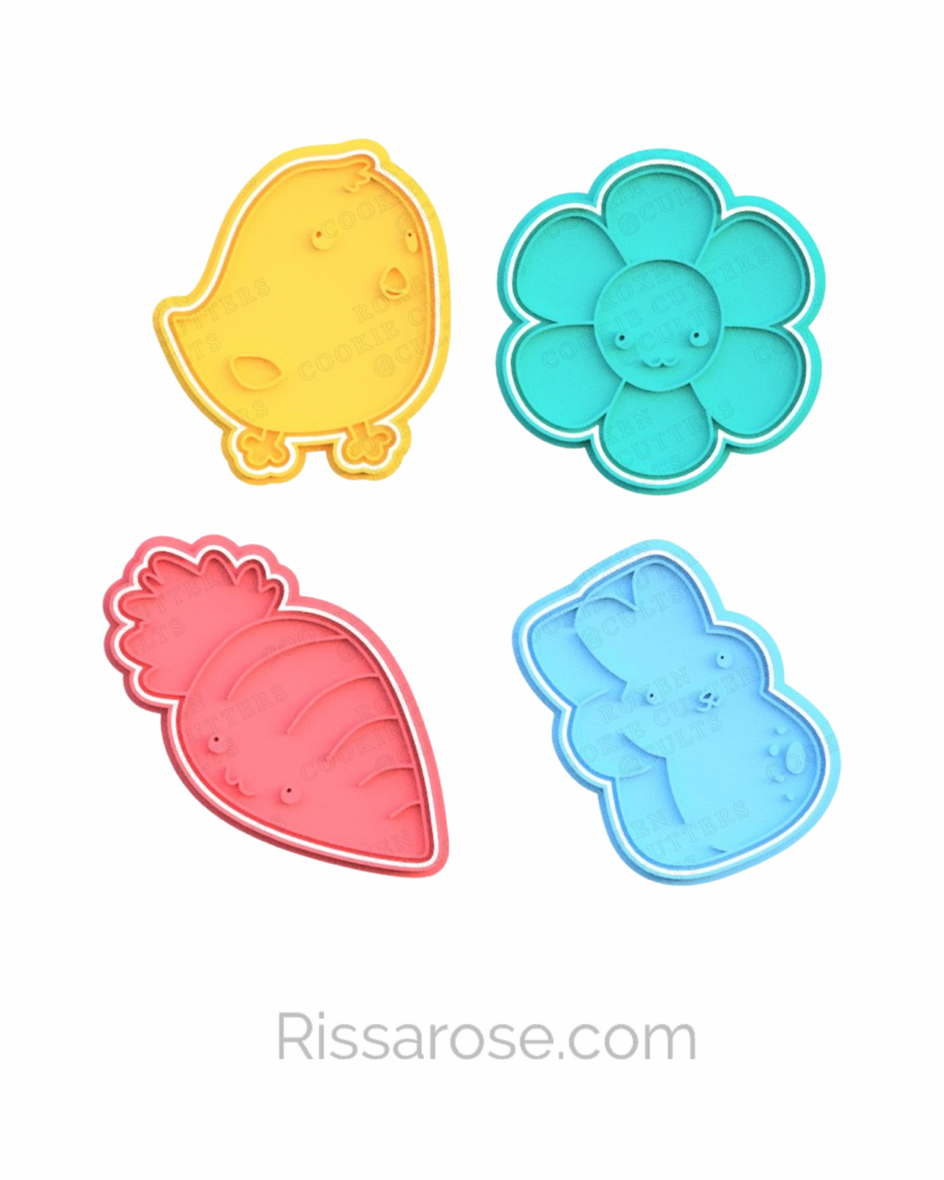 Easter Theme Cookie Cutter Stamp flower daisy chick carrot