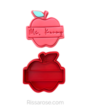 Load image into Gallery viewer, Teacher cookie cutter set thank you for helping me apple thank you sun
